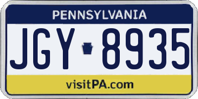 PA license plate JGY8935