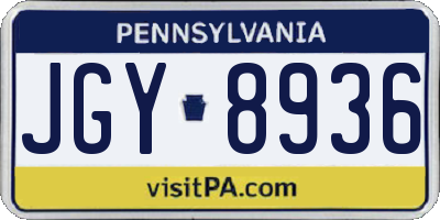 PA license plate JGY8936
