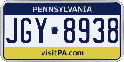 PA license plate JGY8938