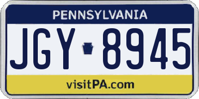 PA license plate JGY8945