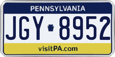 PA license plate JGY8952