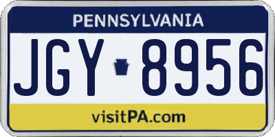 PA license plate JGY8956