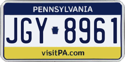 PA license plate JGY8961