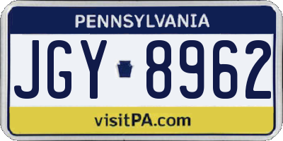 PA license plate JGY8962