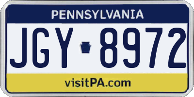 PA license plate JGY8972