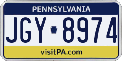 PA license plate JGY8974