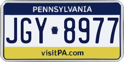 PA license plate JGY8977