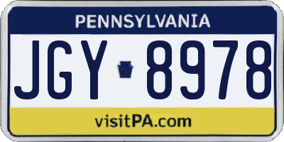 PA license plate JGY8978