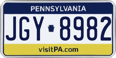 PA license plate JGY8982