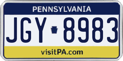 PA license plate JGY8983