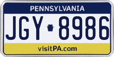 PA license plate JGY8986