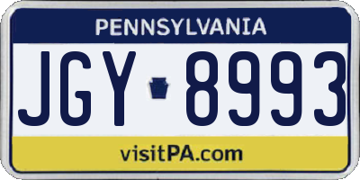 PA license plate JGY8993