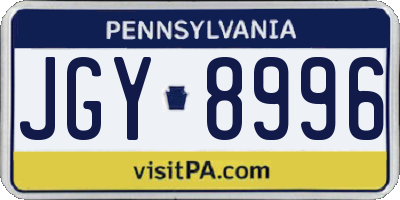 PA license plate JGY8996