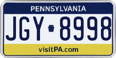 PA license plate JGY8998