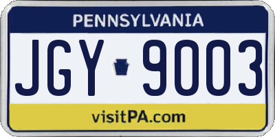 PA license plate JGY9003