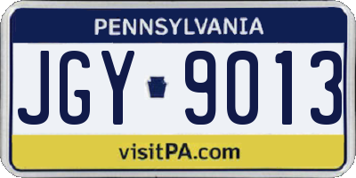 PA license plate JGY9013