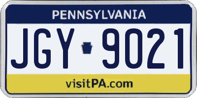 PA license plate JGY9021