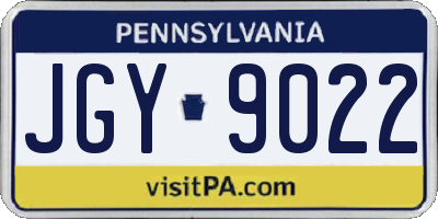 PA license plate JGY9022