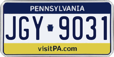 PA license plate JGY9031