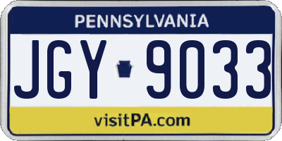 PA license plate JGY9033