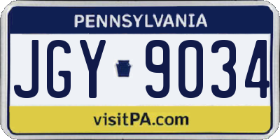 PA license plate JGY9034