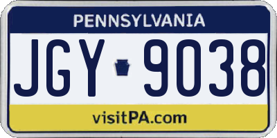 PA license plate JGY9038