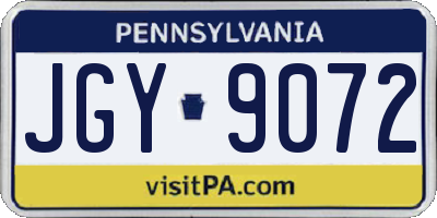 PA license plate JGY9072