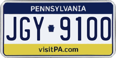 PA license plate JGY9100