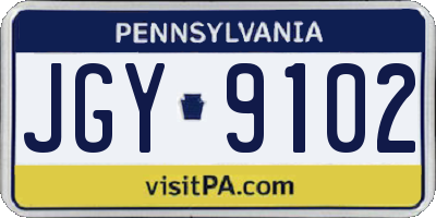 PA license plate JGY9102