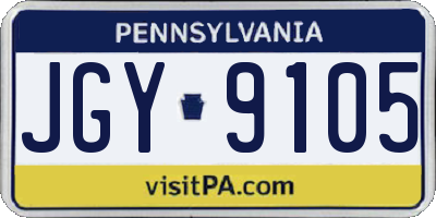 PA license plate JGY9105