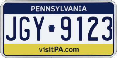PA license plate JGY9123