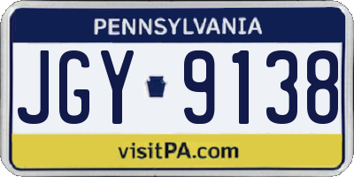 PA license plate JGY9138