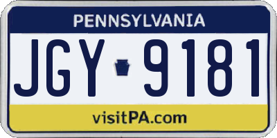 PA license plate JGY9181