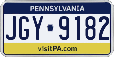 PA license plate JGY9182