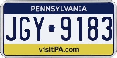 PA license plate JGY9183