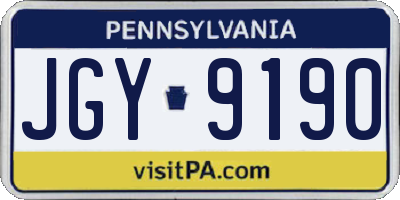 PA license plate JGY9190