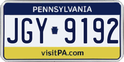 PA license plate JGY9192