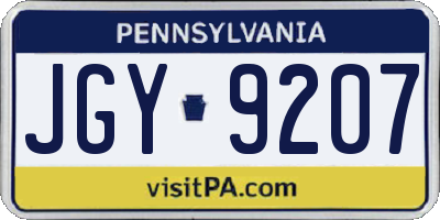 PA license plate JGY9207