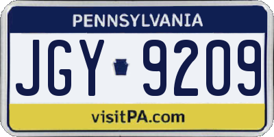 PA license plate JGY9209