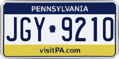 PA license plate JGY9210