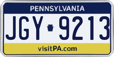 PA license plate JGY9213