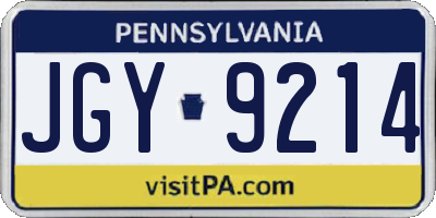 PA license plate JGY9214