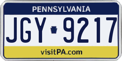 PA license plate JGY9217