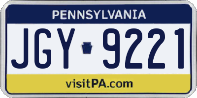 PA license plate JGY9221