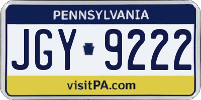 PA license plate JGY9222