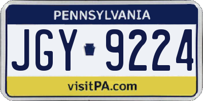 PA license plate JGY9224