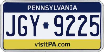 PA license plate JGY9225