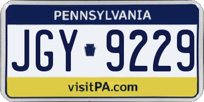 PA license plate JGY9229