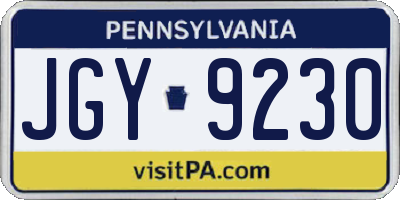 PA license plate JGY9230