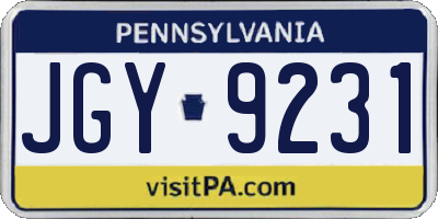 PA license plate JGY9231